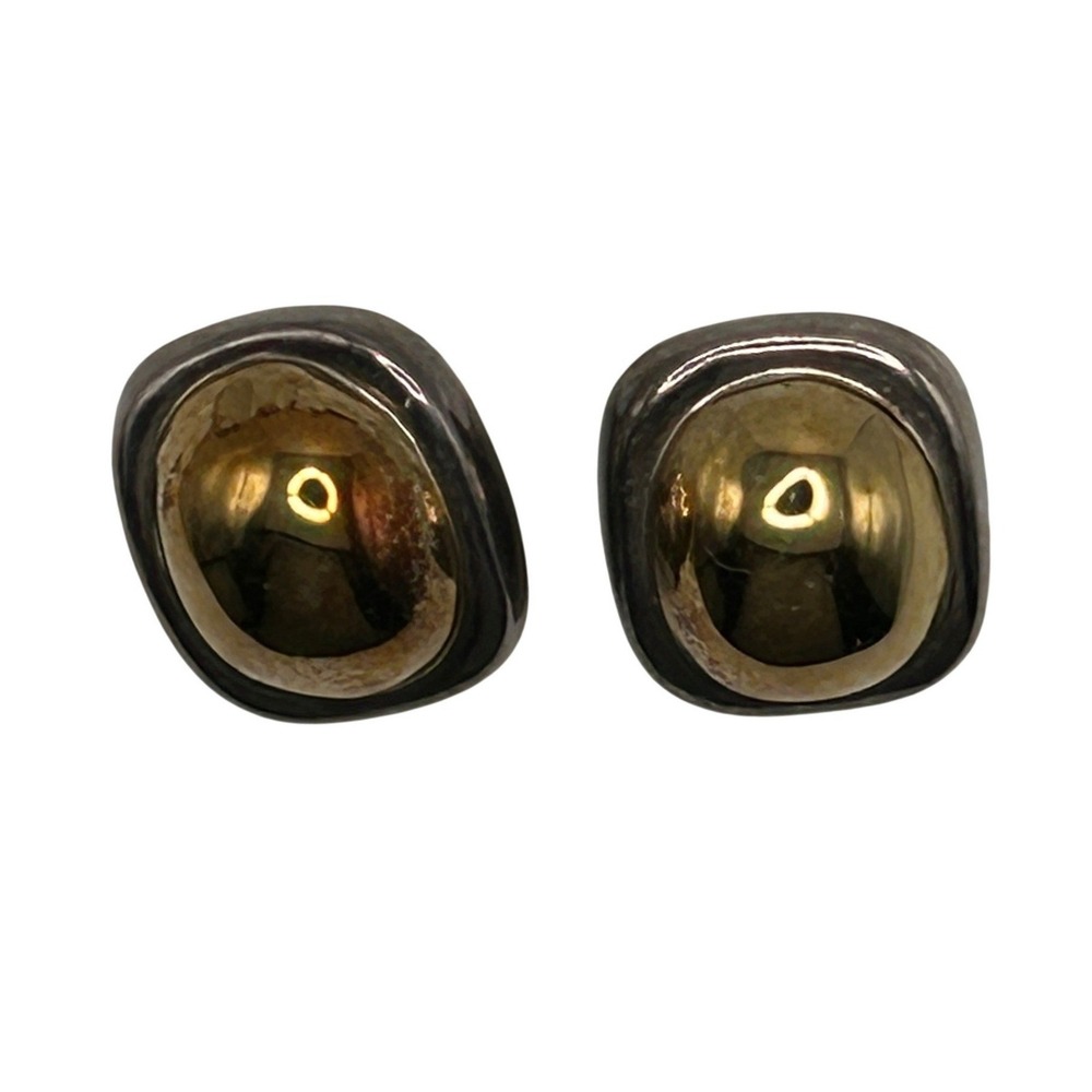Zina Sterling Silver 925 Mixed Metal Gold Tone Domed Clip On Earrings 14.65g